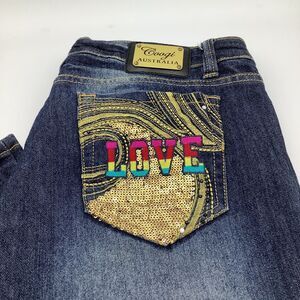 Coogi Australia‎ Womens Love Sequin Pocket Jeans Blue Size 13/14
